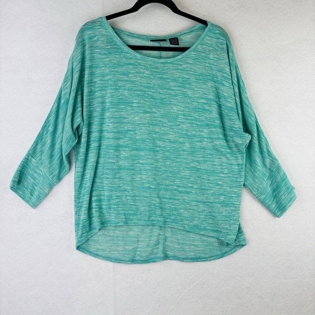 Bay Studio Womens Knit Tee Top 3/4 Sleeve Blue Green Sz Xl Rayon Blend New Tunic